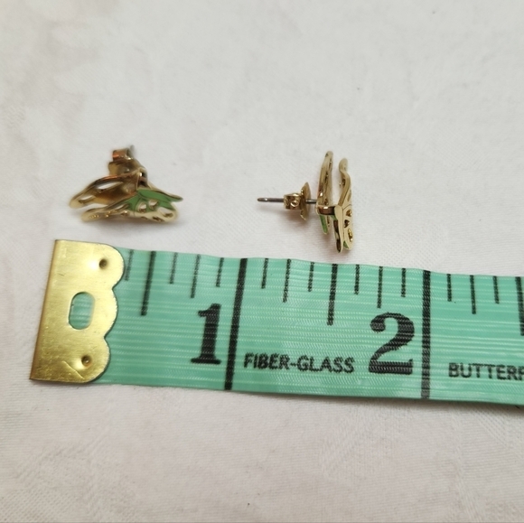 Vintage gold butterfly earrings - Picture 8 of 9